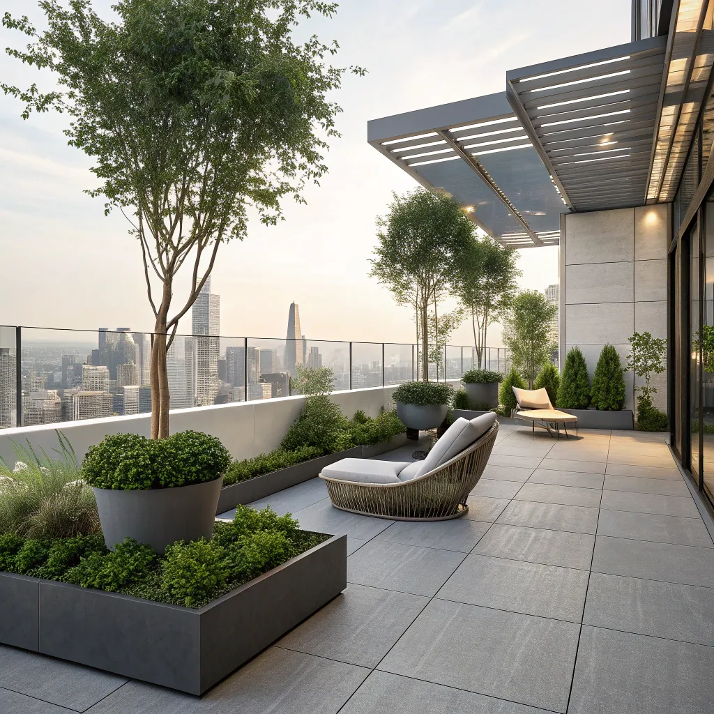 Image of Rooftop Garden with modern design elements